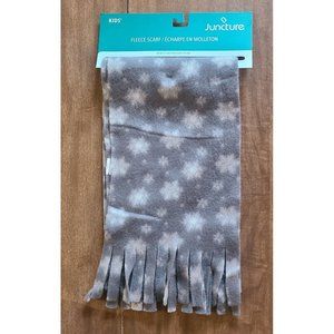 Juncture Kid's Gray Fleece Scarf 59" Tassels NEW Snowflakes